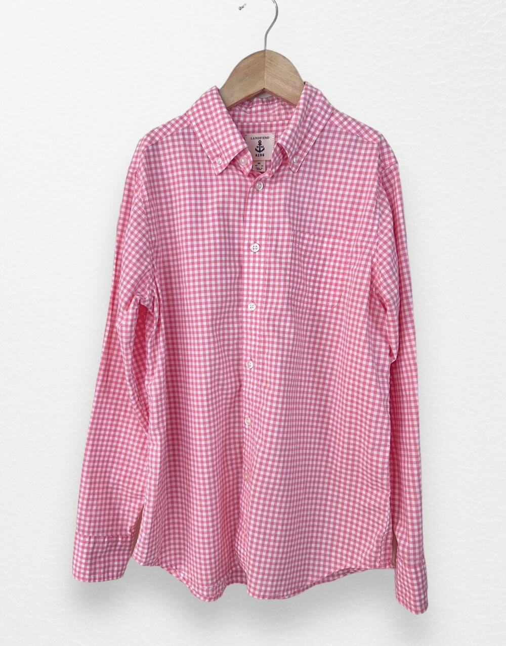 Land's End Salmon Checked Shirt, Size 10/12